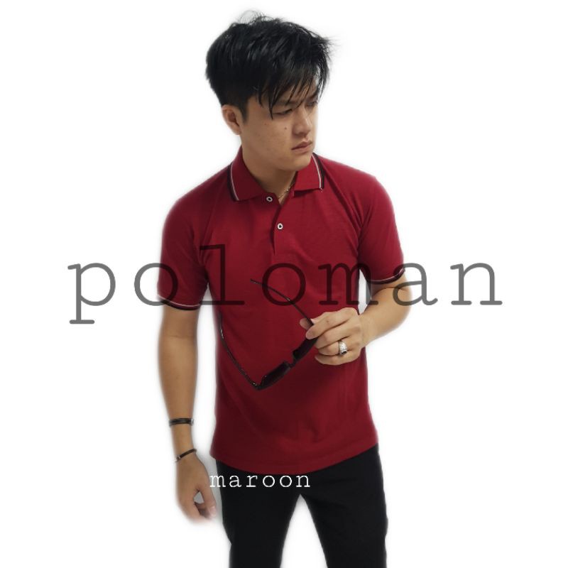 kaos Polo tshirt maroon solid tshirt kerah wangki distro tshirt man seragam kerja pt.cv.kantor forma