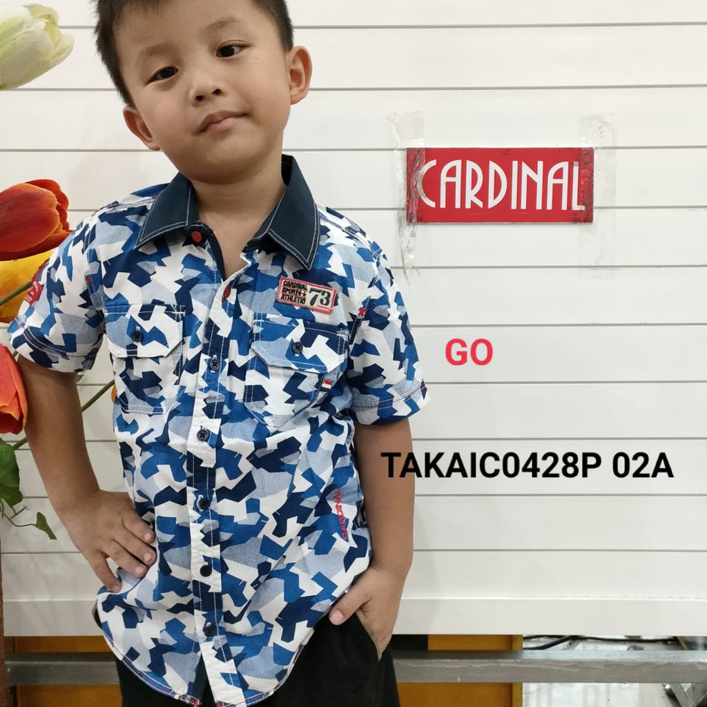 gos KP CARDINAL KIDS KEMEJA Anak Baju Casual Atasan Hem Anak Laki Laki Motif Lengan Pendek