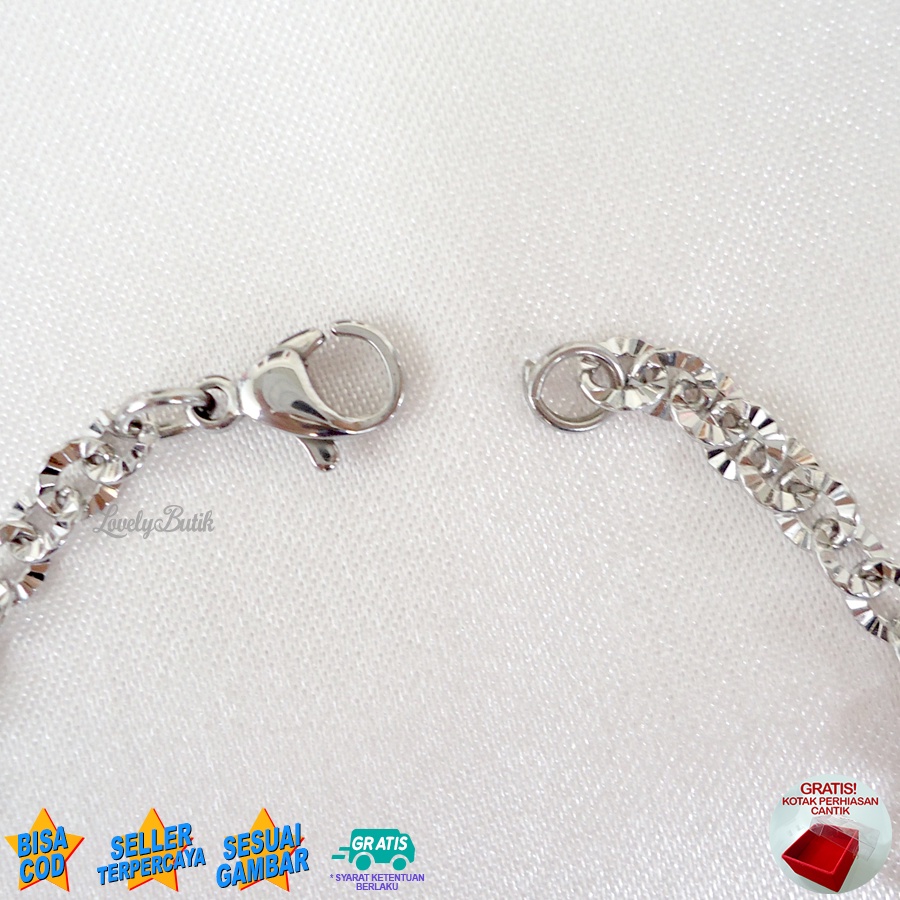 Lovelybutik - Gelang Anak Perempuan Titanium Asli Anti Karat Gelang Tangan Anak Cewek Lucu Lov3 Frame kecil Bonus Kotak Perhiasan