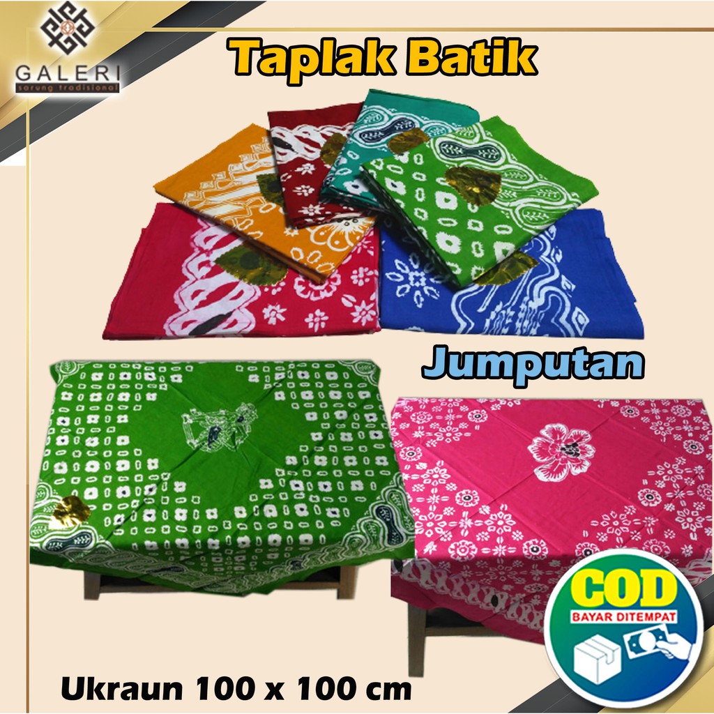 Taplak Meja Merak Manis Batik Segi Empat Tamu Guru Sekolah 100cm X 100cm