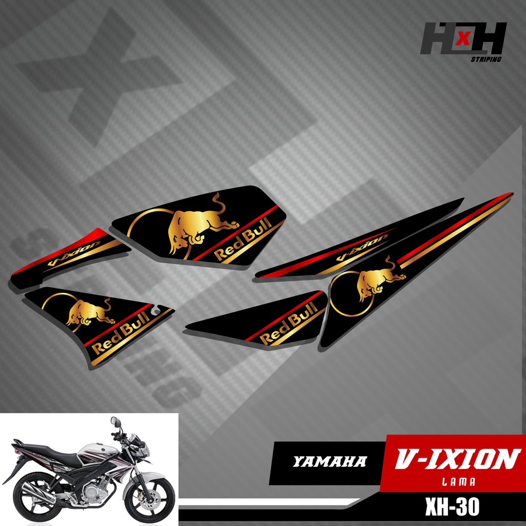 Striping Vixion Old - Stiker Variasi Lis Motor Motif Redbull Gold Emas XH30