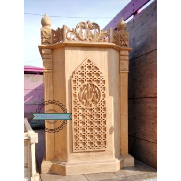 Mimbar Masjid Ukir Jati Jepara - Podium Ukir Kayu Jati Tua - Mentahan