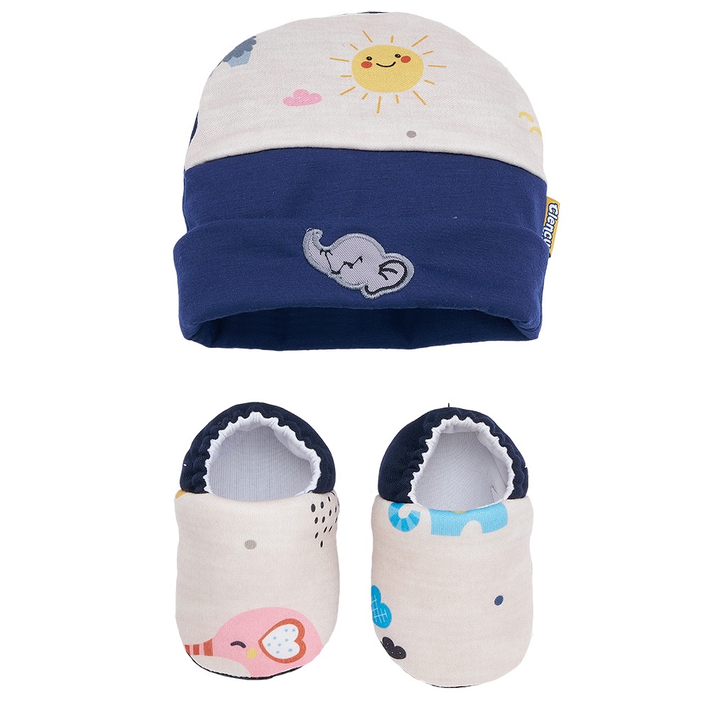 CLENCY Sepatu Bayi Set Topi Aplikasi Bordir