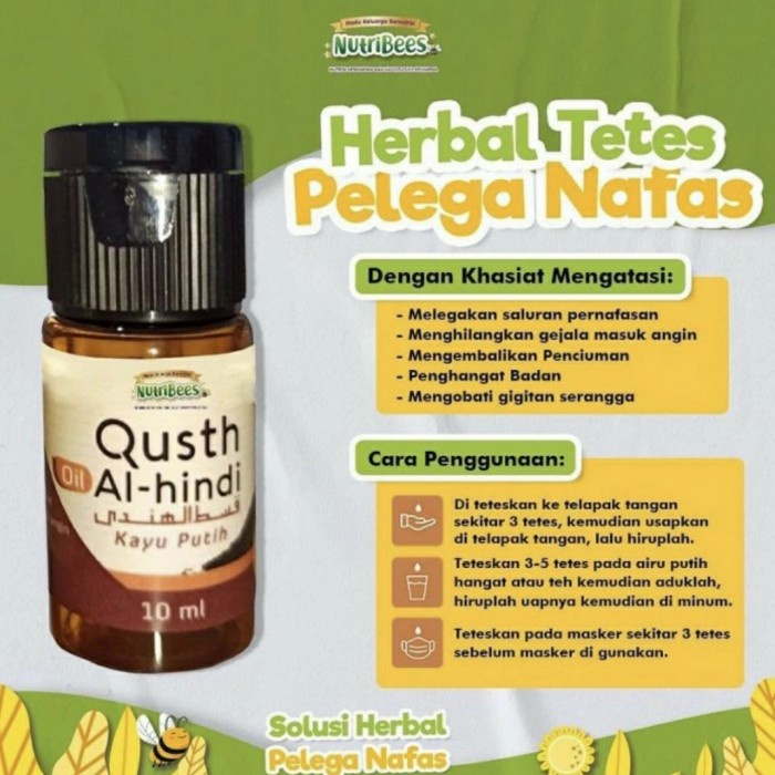 NUTRI FRESH Quds Al Hindi 10ml Essential Oil Pelega Pernafasan Qusth