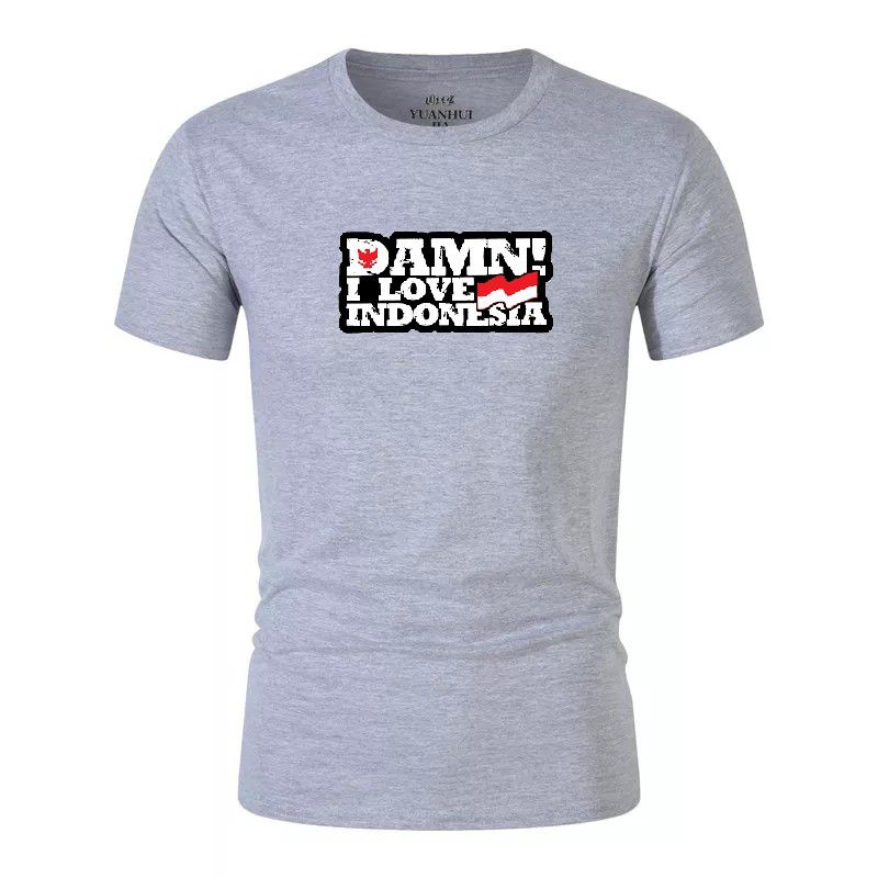 Hokyshop92 Kaos Distro Pria Damn I Love Indonesia Baju Oblong Pakaian Lelaki Dewasa Lengan Pendek Atasan Tshirt Cod