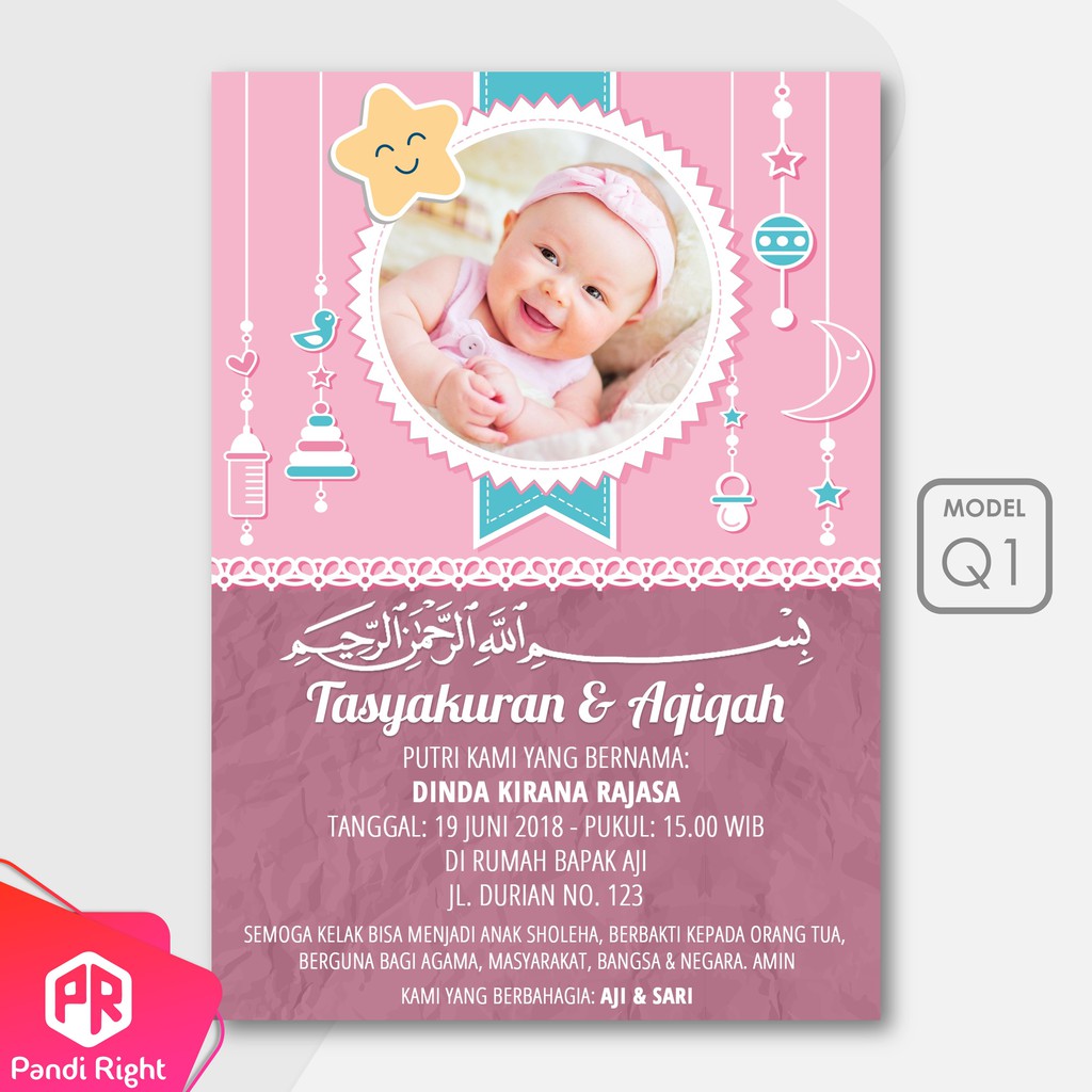 20+ Trend Terbaru Background Undangan Aqiqah Pink Panda