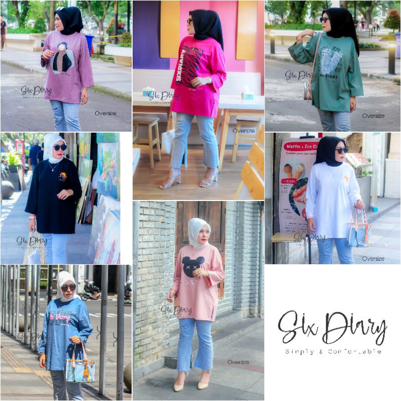 Kaos Oversize Wanita Tangan panjang All varian Six Diary
