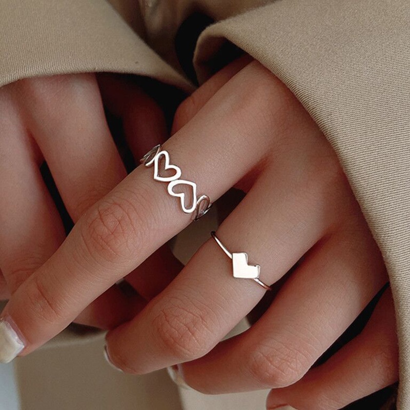 COD✨1sepasang Cincin Love Ring Wanita Korea Adjustable Desain Fashion Murah Import Ready Stock Aksesoris