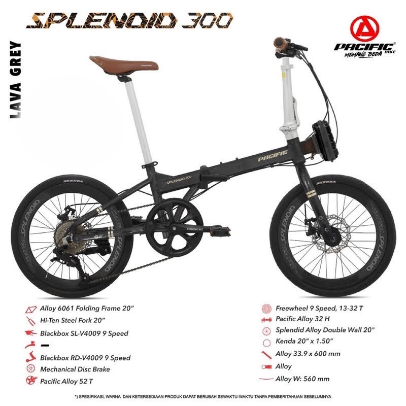Sepeda Lipat Pacific ALLOY SPLENDID 300 1x9SP 20 inch Garansi SNI-2