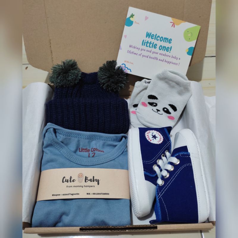 Termurah Paket Hampers Bayi / Hampers Baby / Parcel Baby / kado lahiran by cute baby-Paket manis blue