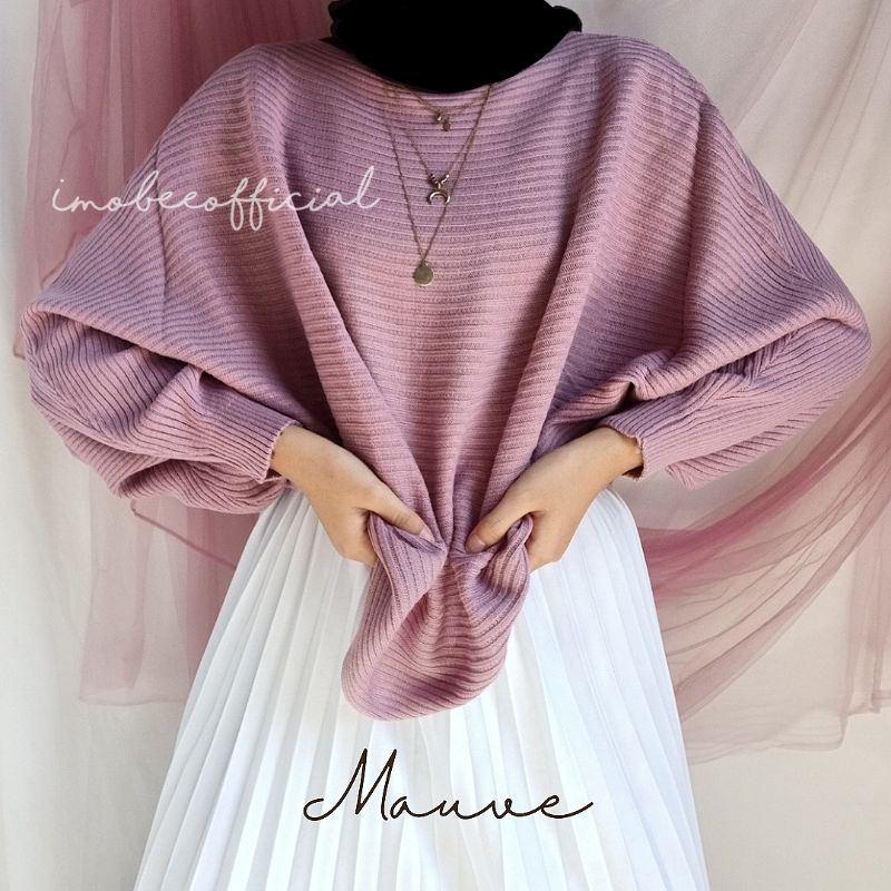 KNIT BATWING OVERSIZE // RAJUT BATWING LASPERAL // SWEATER RAJUT KALONG-PREMIUM Mauve