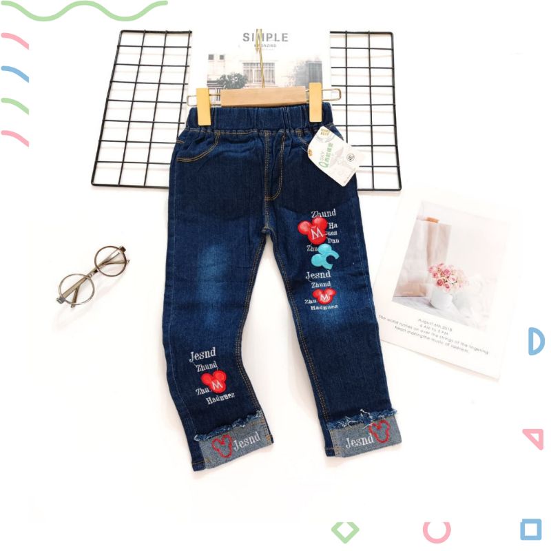 Celana Jeans Anak Perempuan Import Premium Bordir 2- 6 tahun Laurakidshop