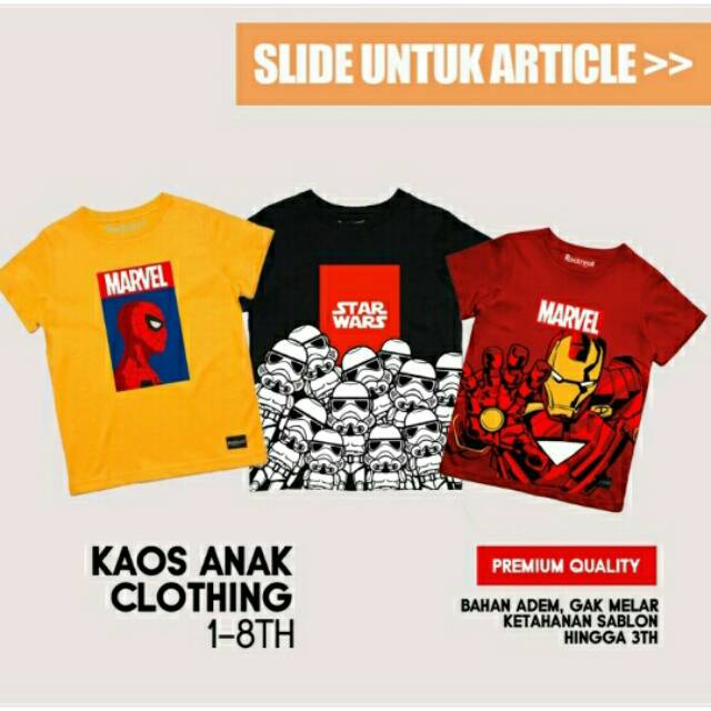 Kaos Superhero Anak 1 - 7 tahun Karakter