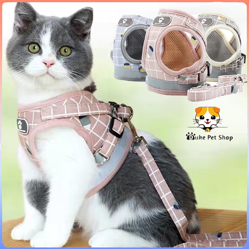 Rompi kucing rompi harness tali tuntun Harness ROMPI Rompi Harness Modis Mesh Lembut dengan Tali Pengikat Reflektif Harness aksesoris hewan peliharaan