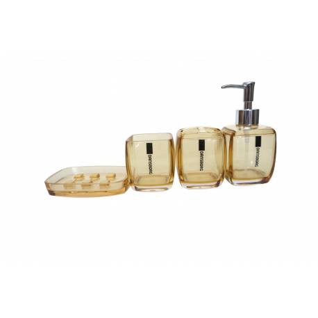 

JYSK Set Alat Mandi Bathroom Accessories Set of 4 Clear Brown