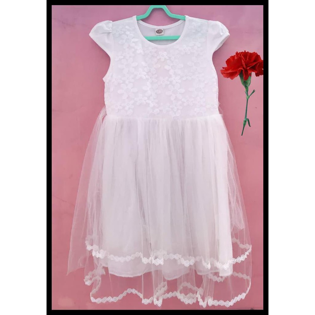 GAUN PESTA ANAK MEWAH PUTIH 4,6.8.10 TAHUN / BAJU PESTA ANAK PUTIH - 3-4 TAHUN, PUTIH