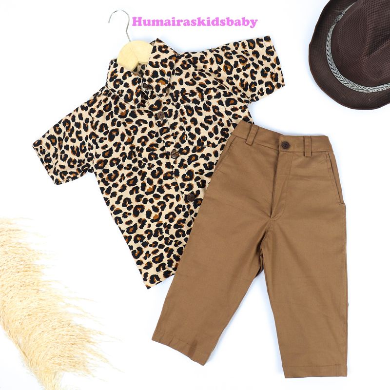 humairaskidsbaby FANDI SHIRT LEOPARD kemeja anak usia 1 tahun sampai 10 tahun
