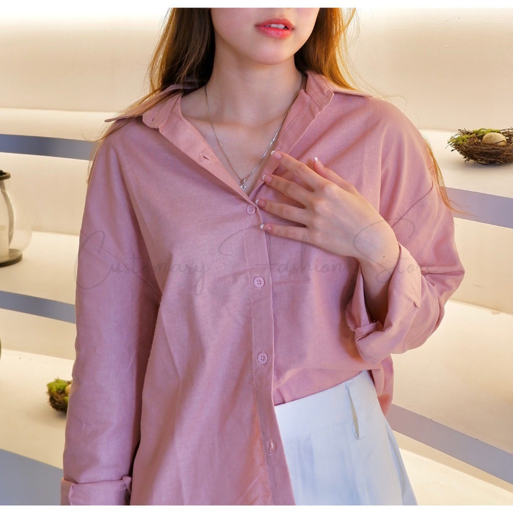 Kemeja Linen Oversize Outer Kemeja Wanita Polos