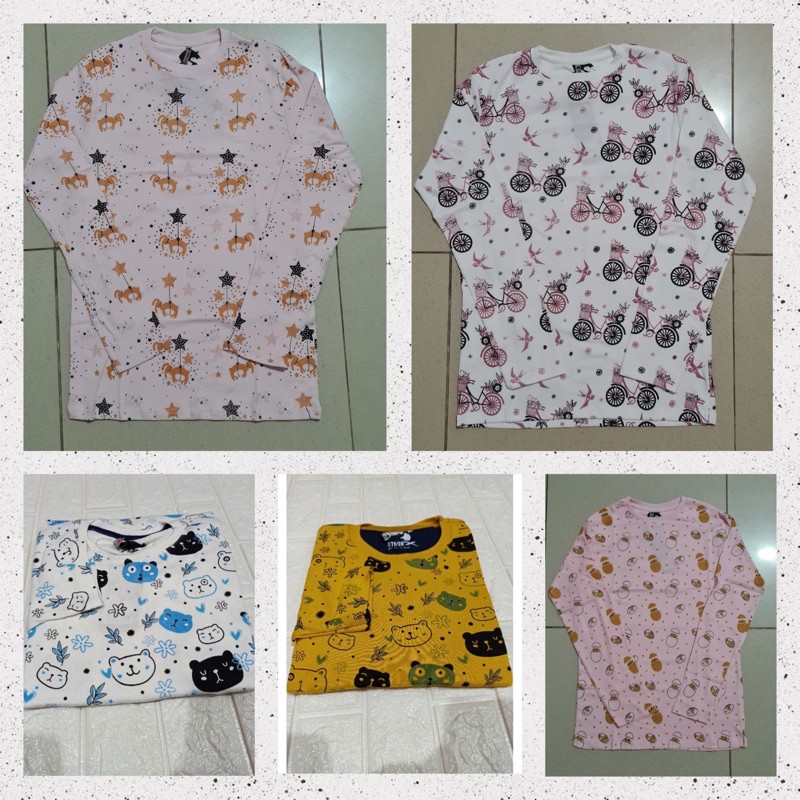 (KKP01) Kaos katun lengan panjang motif lucu imut, remaja/dewasa
