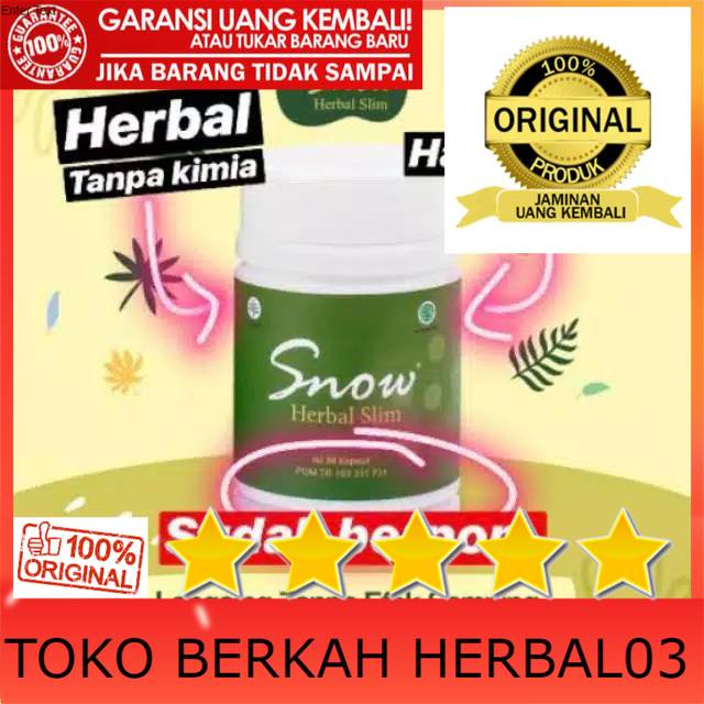 100% ASLI Snow Herbal Slim Penurun Berat Badan Pelangsing BPOM