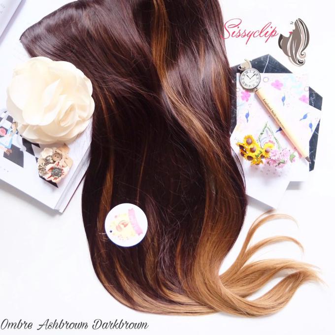 Sl Ombre Ashbrown-Hairclip Ombre Korea Lembut-Rambut Panjang Natural - Darkbrown Lurus