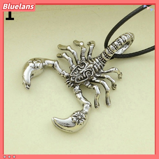 Bluelans Kalung Tali Kulit Imitasi Liontin Kalajengking Scorpion Gaya Vintage Punk Untuk Pria