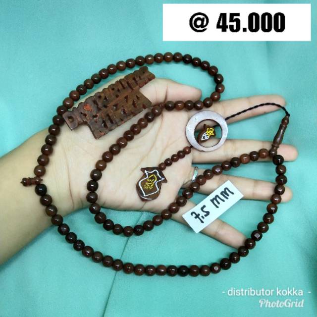 ( SUPER MURAH ) Grosir 5 pcs tasbih Kokka kaukah kaokah fukakah koka double terompah 7,5 mm coklat