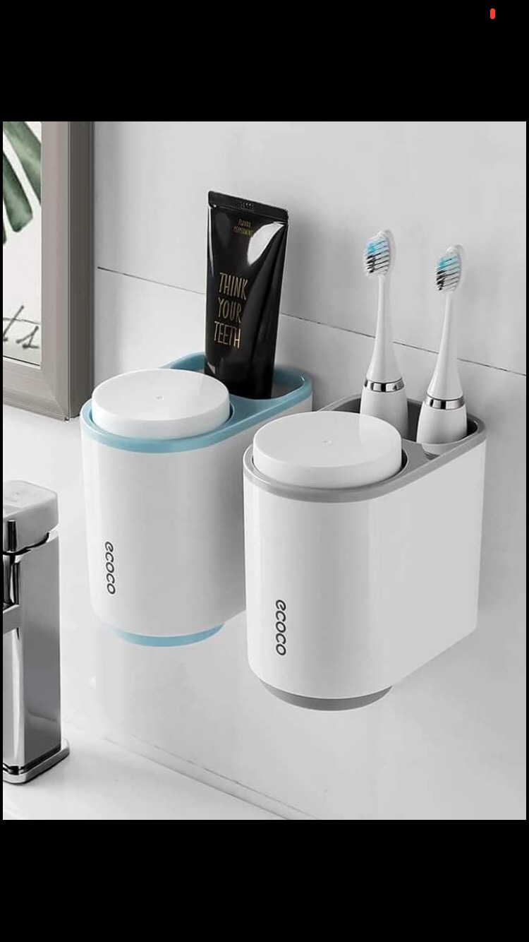 Rak Sikat Gigi & Gelas Magnetic Wall Mounted Toothbrush - Rak Sikat Gigi