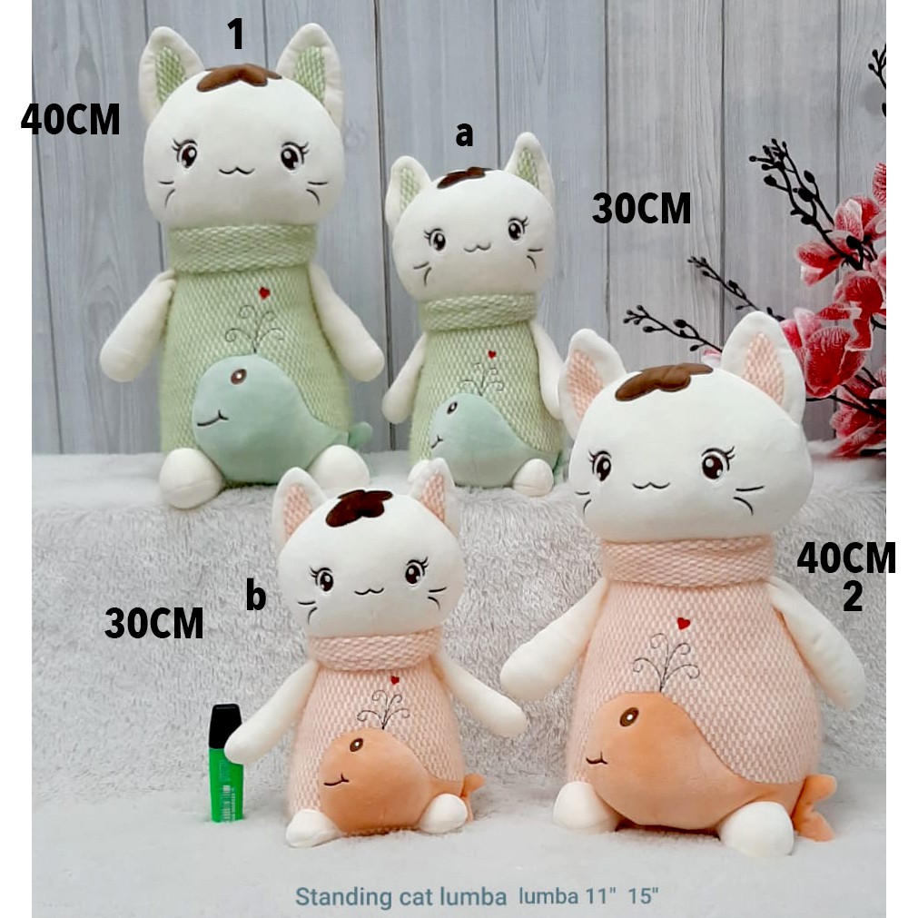 Boneka Floppy cat kucing lucu 40cm import kucing baju lumba-lumba kado baby kids cat kucing cute