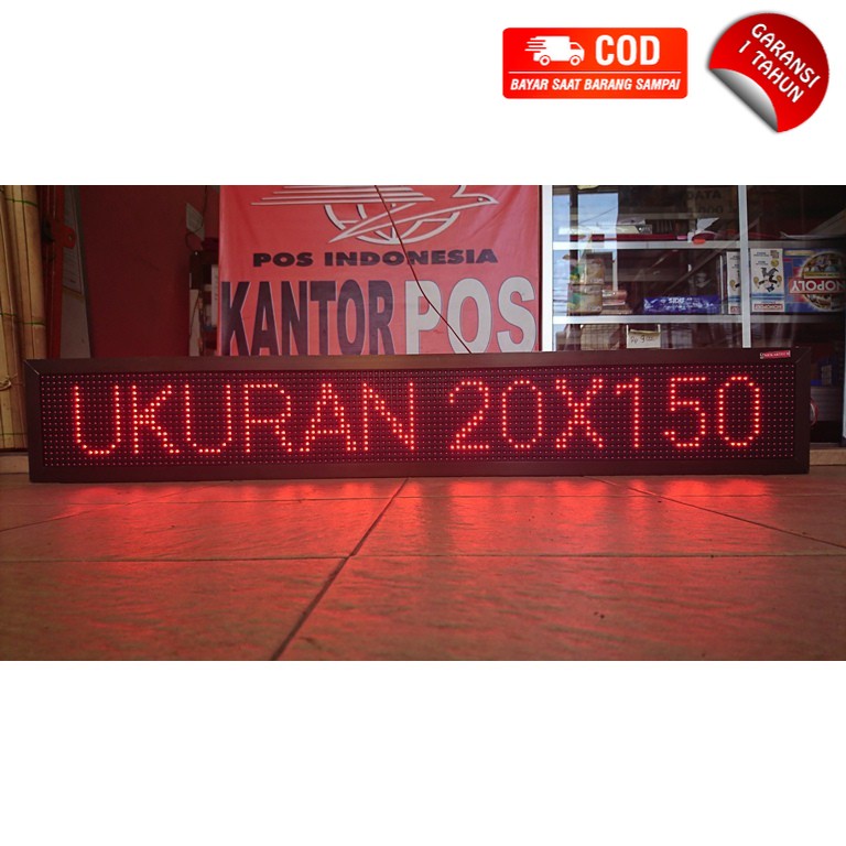 PROMO Running Text Outdoor Led Merah 20x150 cm Wifi Setting HP Android - Tulisan Berjalan