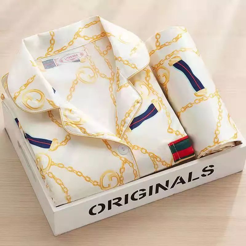 Setelan Wanita 2in1 GUCCI ORIGINAL Piyama Wanita Lengan Panjang Satin Import Premium , Piyama PP , B