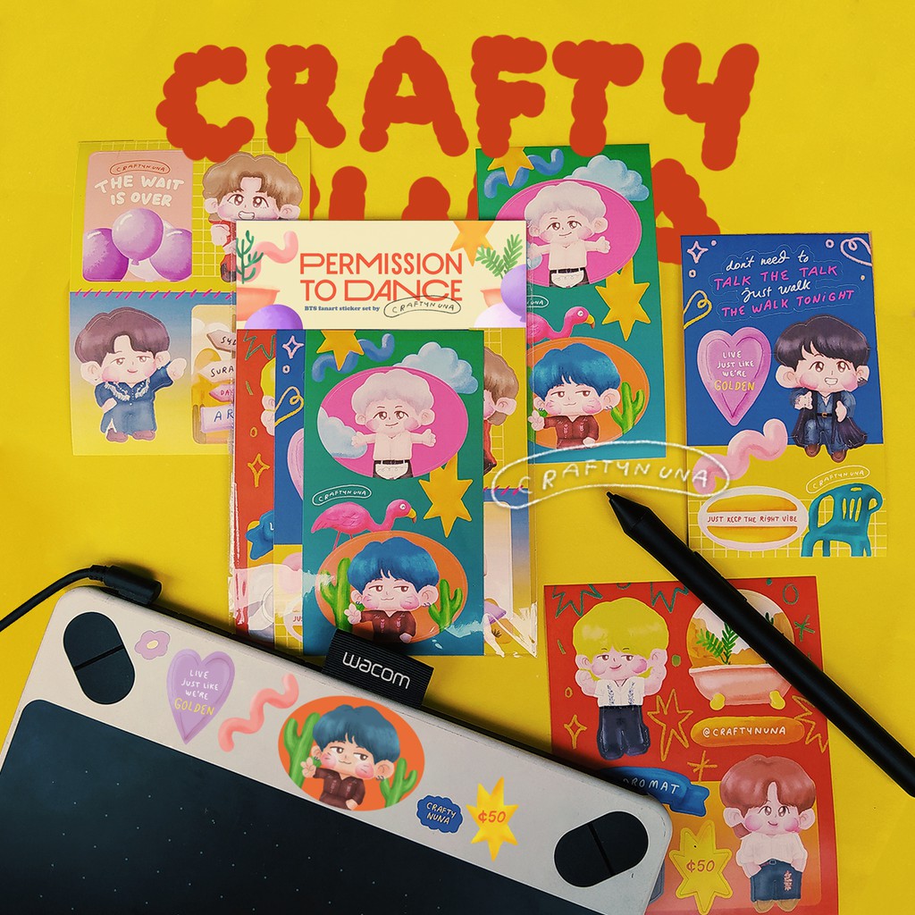 

(BT-019) PERMISSION TO DANCE FANART STICKER by Crafty Nuna stiker lucu fan art kpop deco cute aesthetic