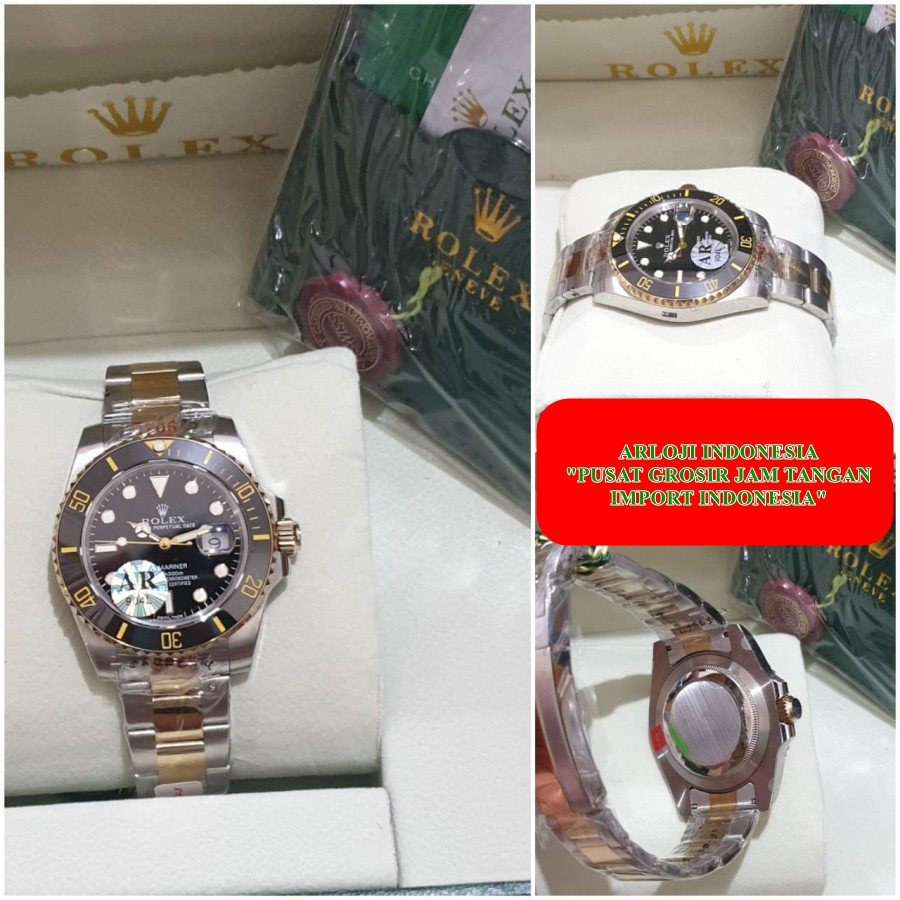 New Rolex Submariner Two Tone Swiss Eta Metic Free Box Garansi 1th