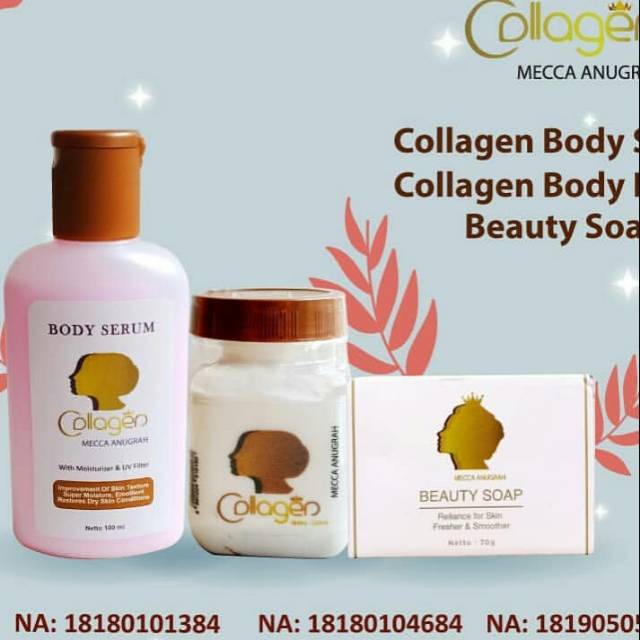 PAKET MECCA ANUGRAH ( BIBIT COLLAGEN + BODY SERUM + BEAUTY SOAP) ORIGINAL BPOM