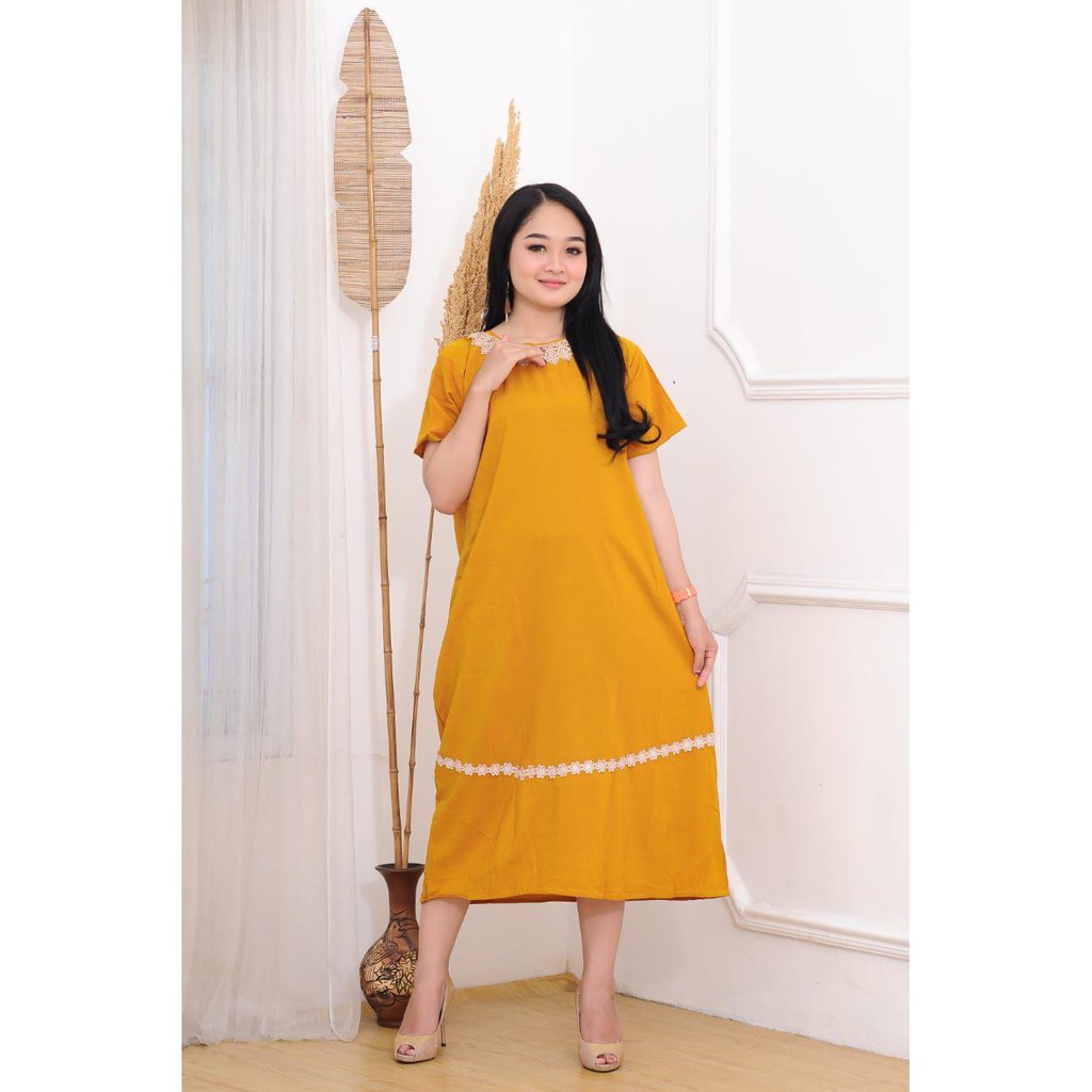 Daster Renda Polos - Polos Renda - Motif Pekalongan - Leher Kancing - Busui - Bumil - Centini Hitput