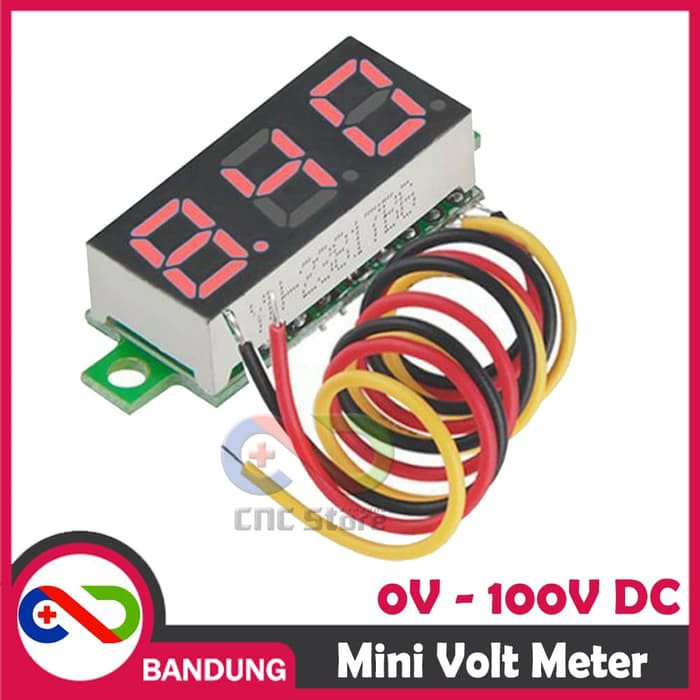 MINI VOLTMETER VOLT PANEL METER 0-100V DC 3 WIRE 0.28" RED MERAH