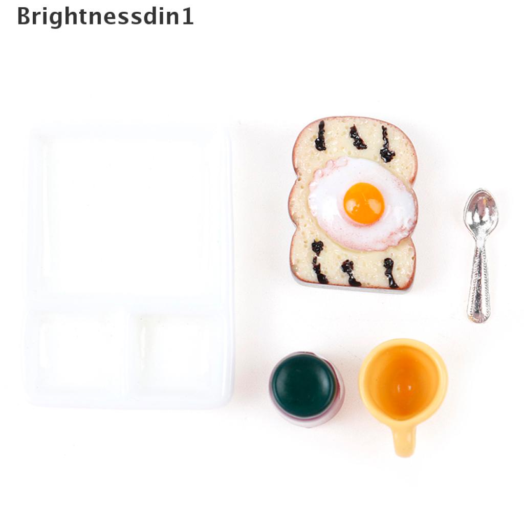 (Brightnessdin1) Miniatur Piring Selai / Roti / Sendok / Gelas Untuk Aksesoris Dapur Rumah Boneka