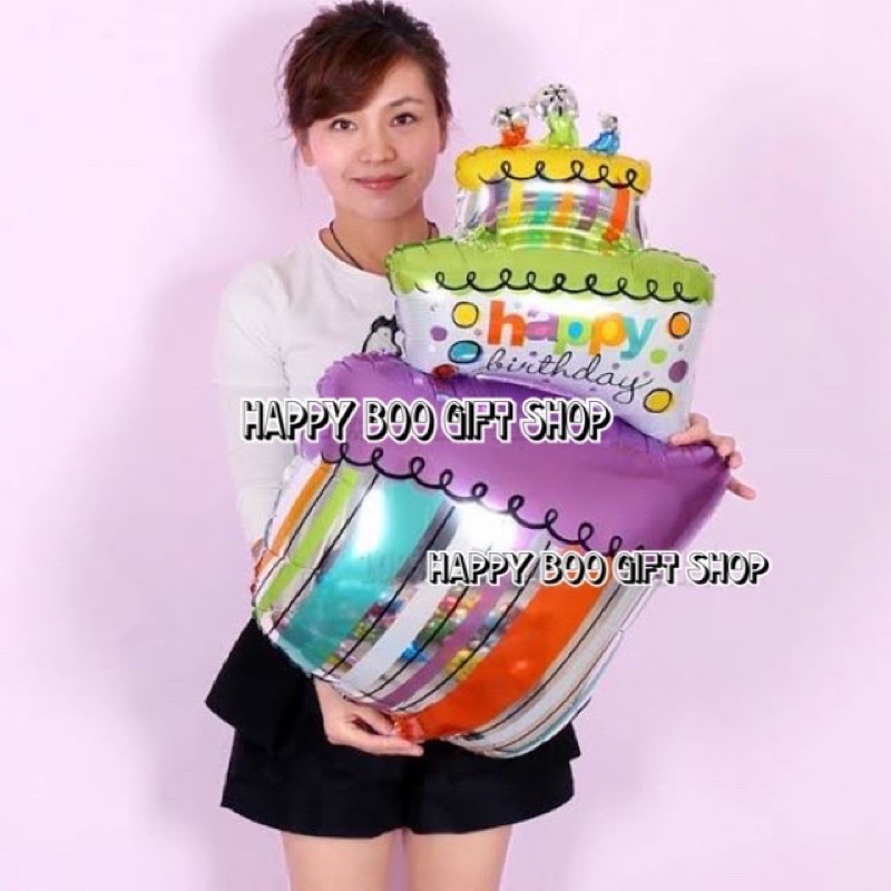 balon foil kue ulang tahun miring balon birthday cake miring dekorasi pesta