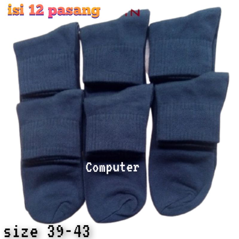 kaos kaki pendek hitam/isi 12 pasang/kaos kaki hitam computer/kaos kaki pria wanita pendek hitam