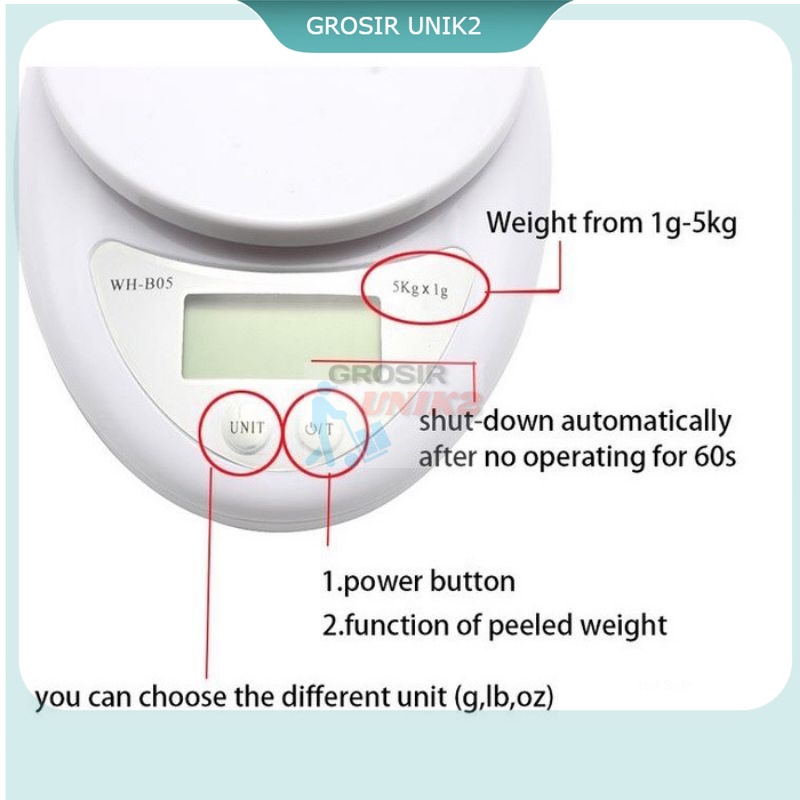 Timbangan Dapur Digital Mangkok / Timbangan Kue 5kg TIMBANGAN MANGKOK