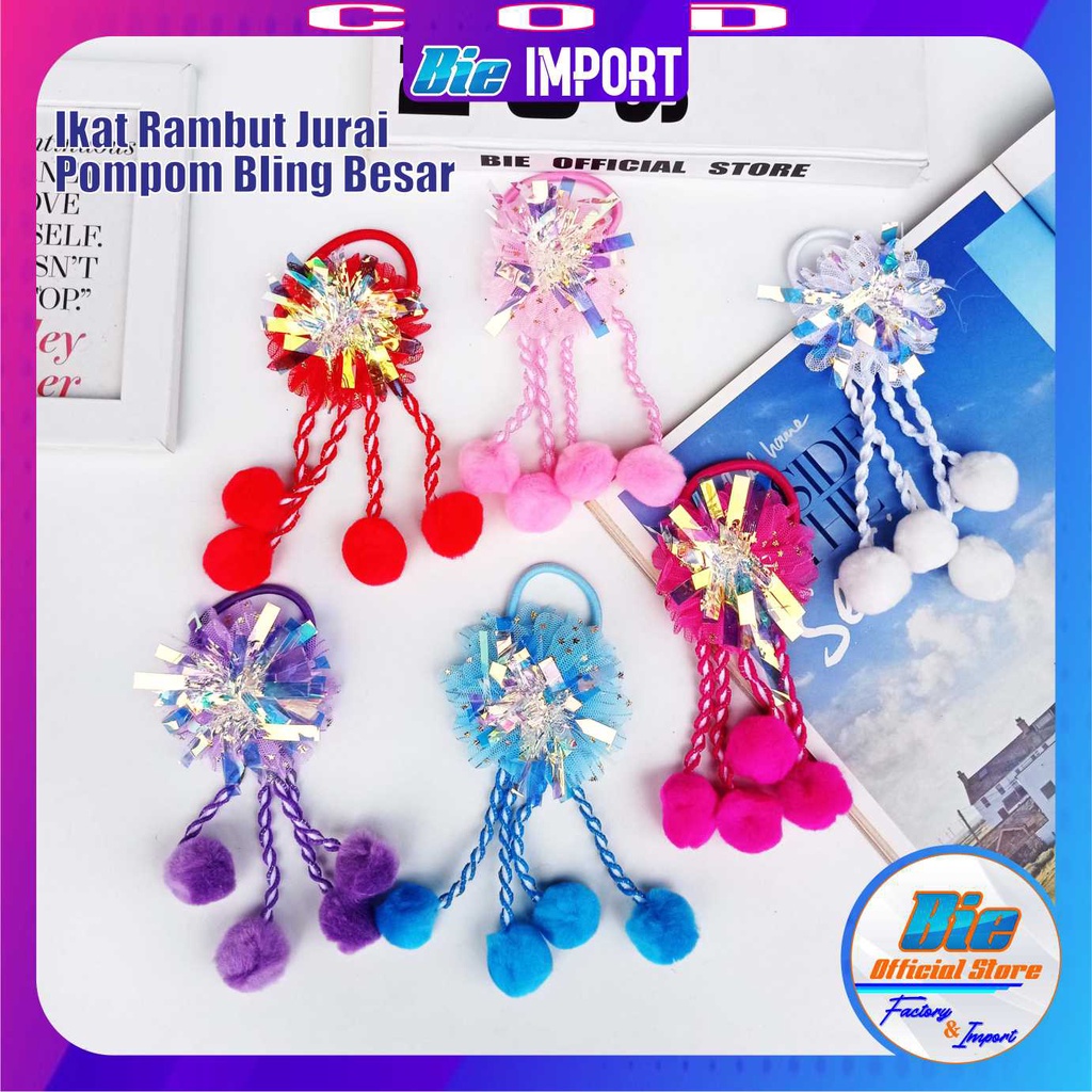 2 IN 1Ikat Rambut Anak Jurai Pom-Pom Premium Import