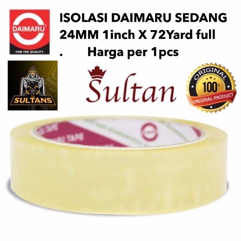 PROMO PER 1PCS ISOLASI LAKBAN DAIMARU ORIGINAL UKURAN SEDANG 24MM 1INCH 72YARD FULL