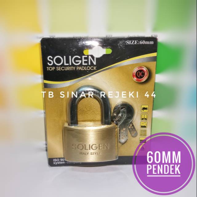 Gembok Soligen 60 Mm Pendek Bahan Kuningan Security Padlock Computer Key Gembok Pagar Rumah