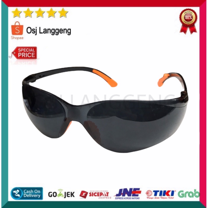 Bisa COD | Kacamata / Safety Glasses Black Hitam Fashion Tahan Patah Murah ANSI Z87.1 Original