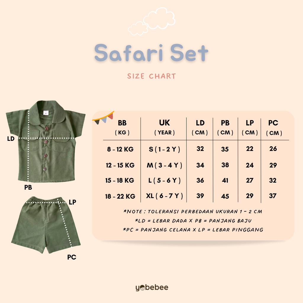 Yobebee Safari Set Setelan Pendek Linen Anak Usia 2 3 4 6 8 Tahun Baju One Set Kids Motif Basic Polos Oneset Model Baju Casual Santai Bermain Liburan Anak Laki Laki Perempuan Cewek Cowok