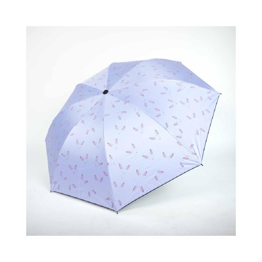 Payung lipat 3 kuping kelinci / full print / hitam anti UV / GRC - 329