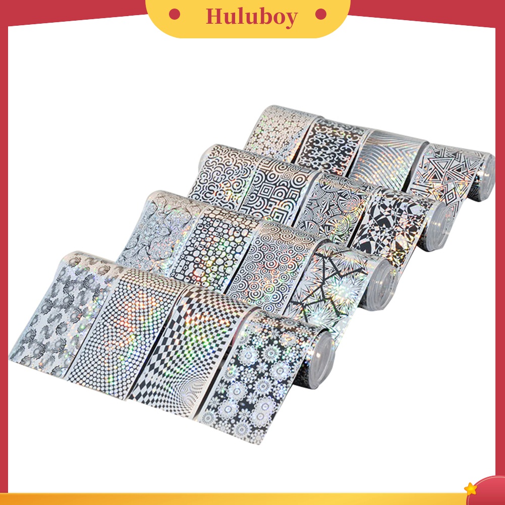 Huluboy Huluboy♡ 16pcs / Set Stiker Kuku Foil Transfer Laser Starry Sky Untuk DIY Manicure