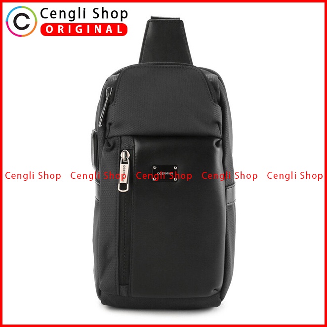 TAS SELEMPANG DADA/BADAN PRIA OBERMAIN SLING CHEST/BODY BAG ORIGINAL ORIGINAL HITAM BLACK OM025