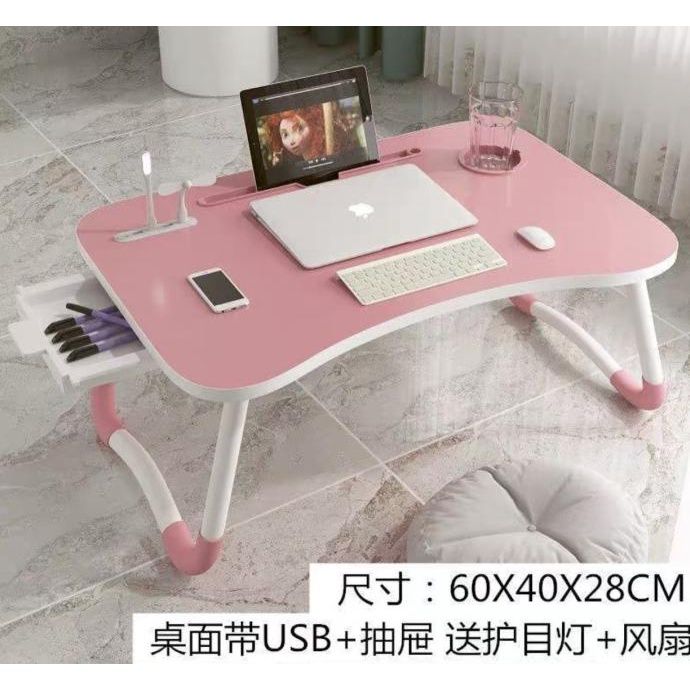 Meja Belajar USB Meja Laptop Laci Meja Lipat USB + Laci