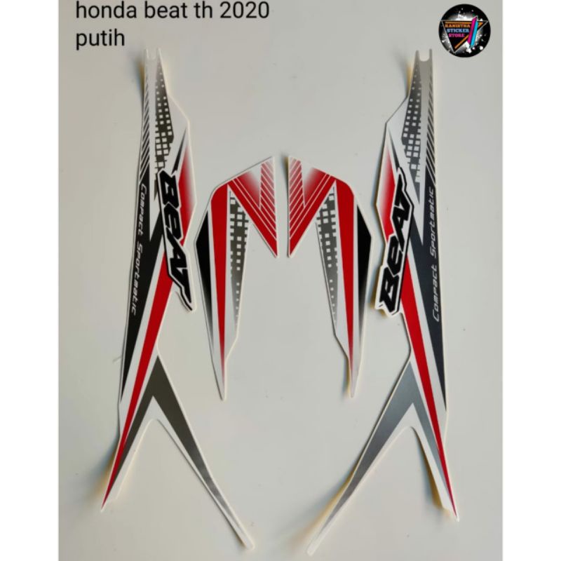 Striping honda beat tahun 2020 warna putih, striping list body motor honda beat terbaik